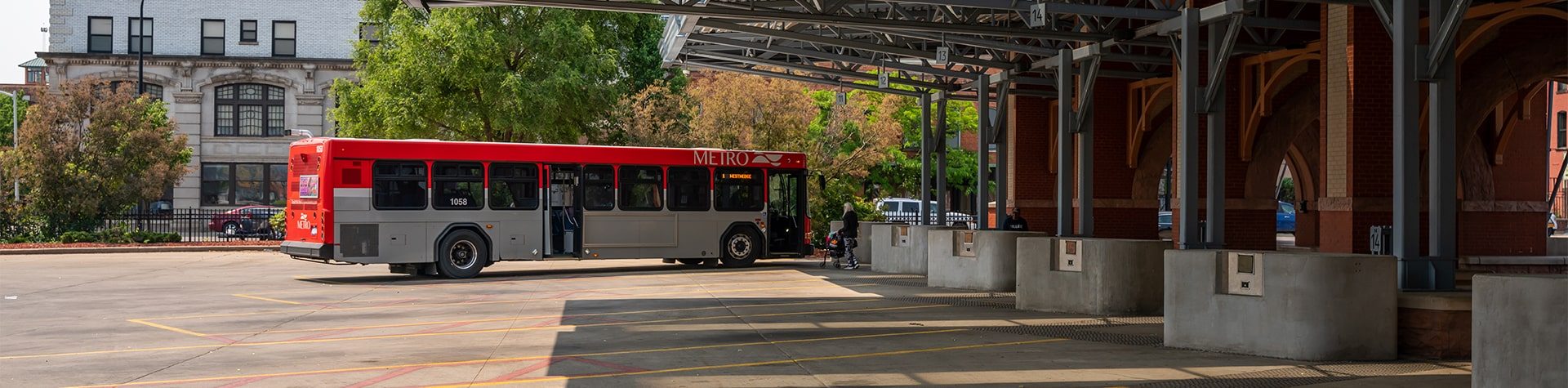 An image of a bus parked at the Kalamazoo Transportation Center.