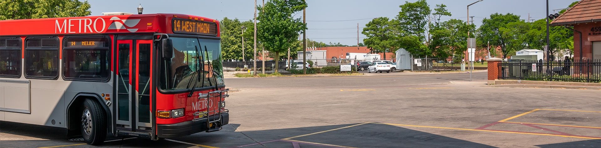 An image of a bus parked at the Kalamazoo Transportation Center.