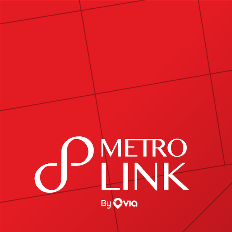 Metro Link Banner with White Logo and Red Background