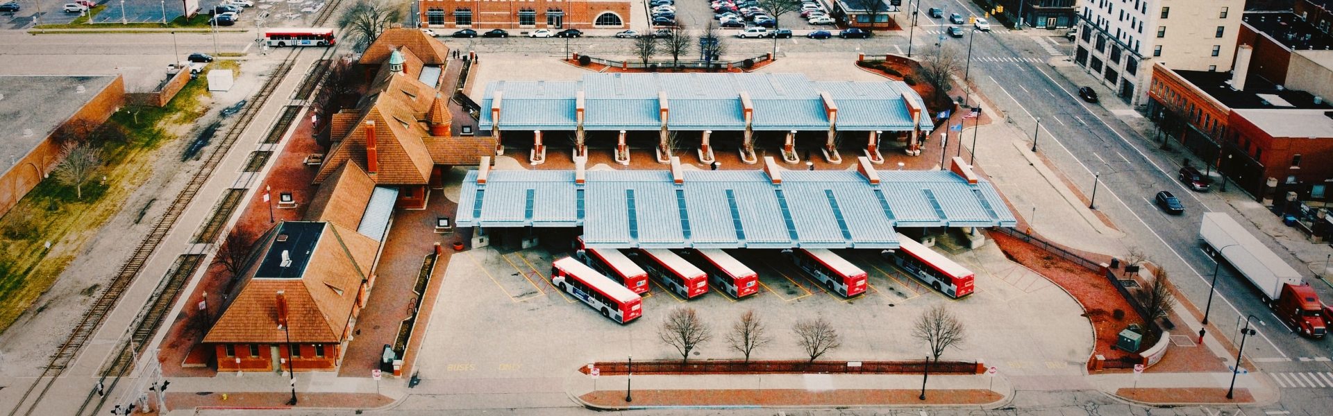 Kalamazoo Transportation Center sky view from Rose Street